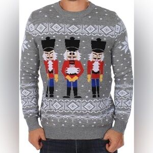 UNISEX Universal Stitch Gray Nutcracker Pattern Sweater